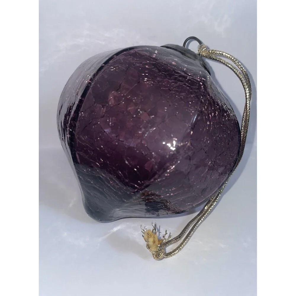 Amethyst Crackle Glass Jumbo Kugel Onion Ornament Large Heavy